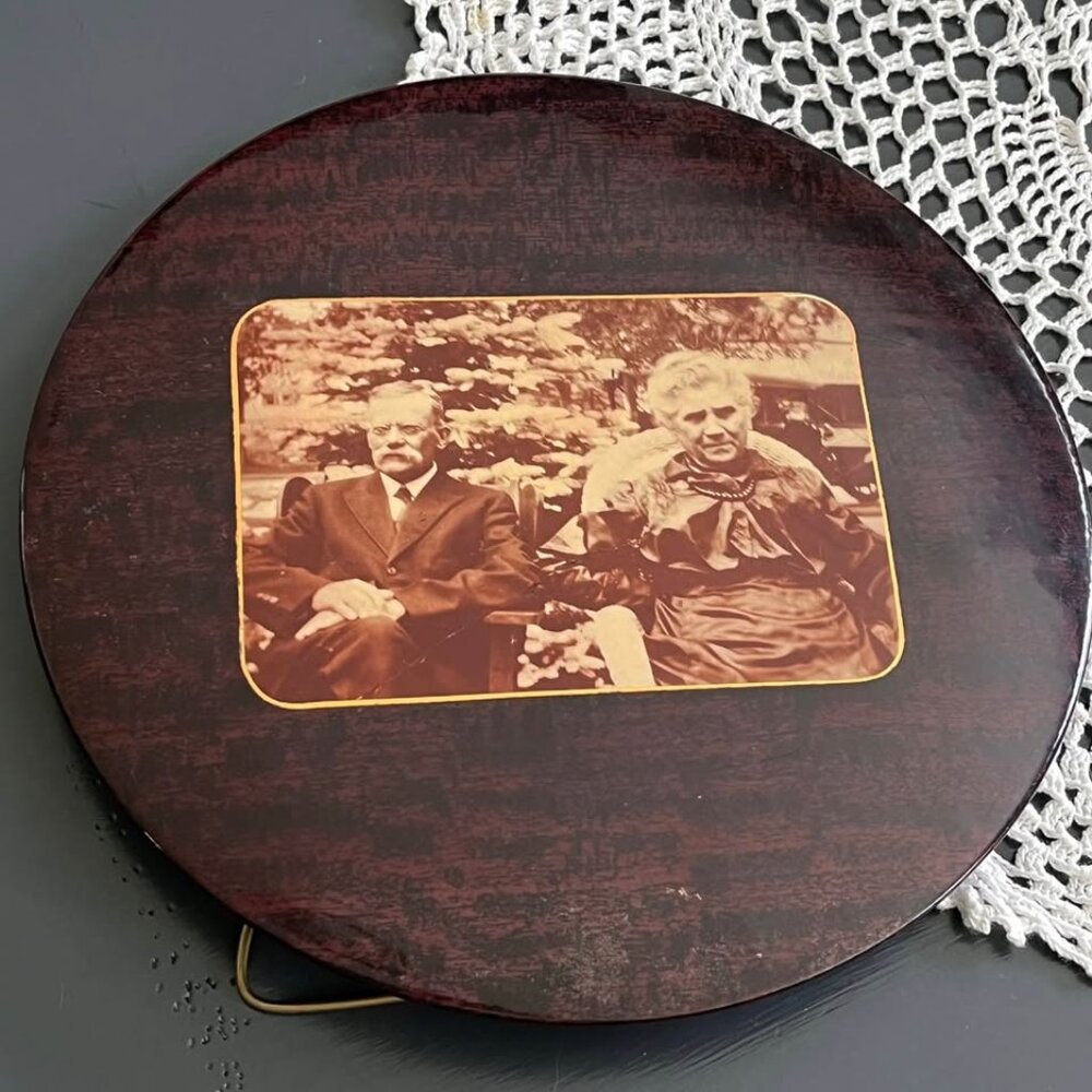 Vintage Tintype Photo Victorian Couple 9" Picture Easel Photography Art